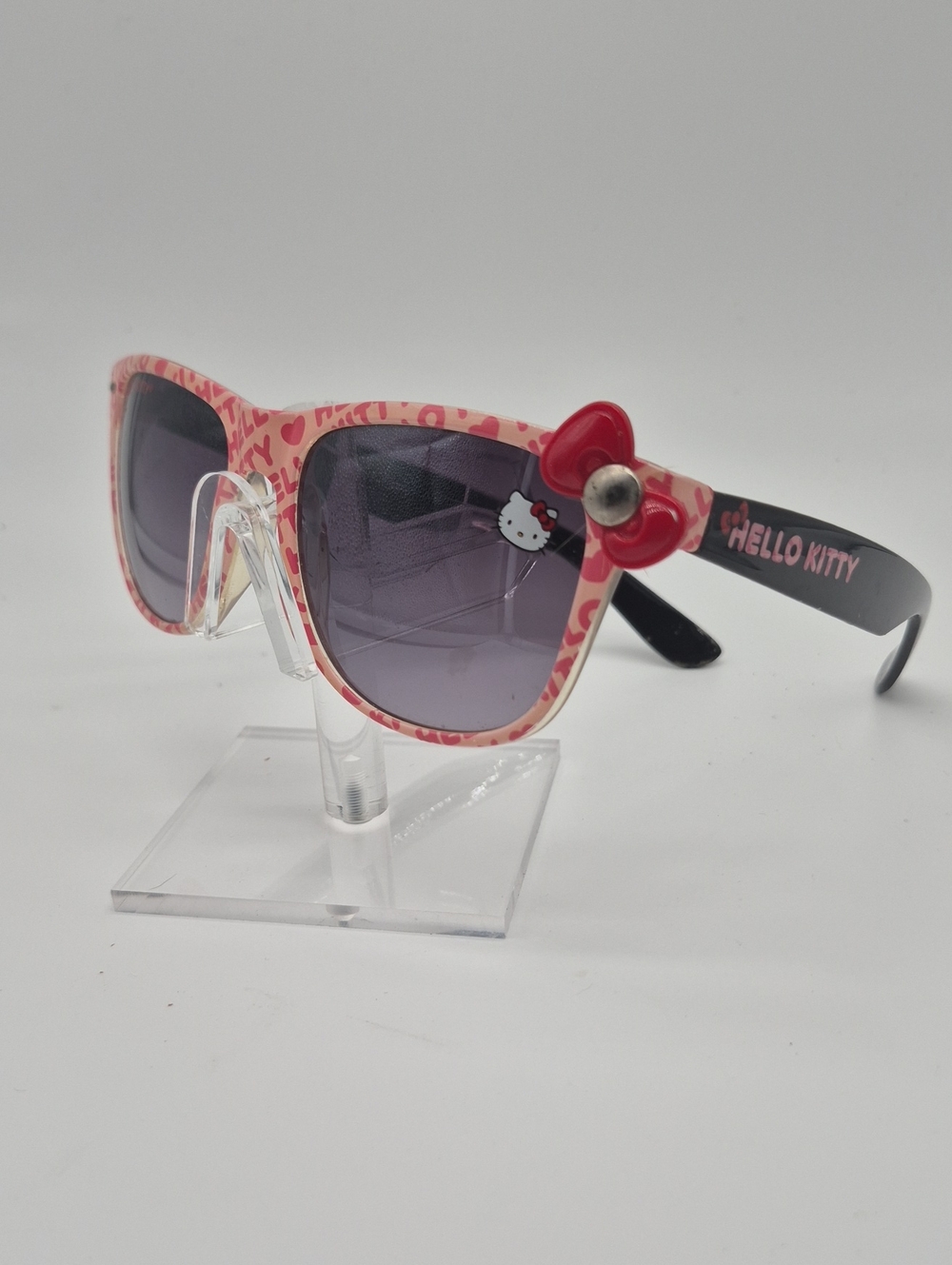 Vintage 1976! Hello Kitty Pink Frame Sunglasses with Red Bow Accent